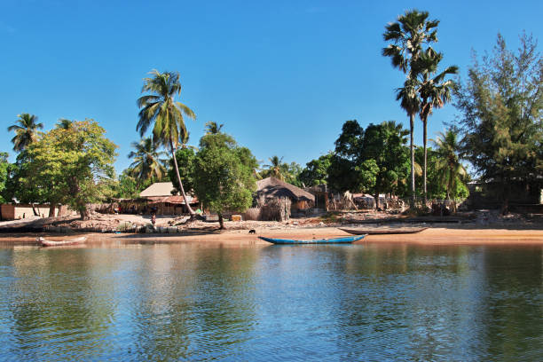Rive tropicale et pirogues à Ziguinchor, Casamance